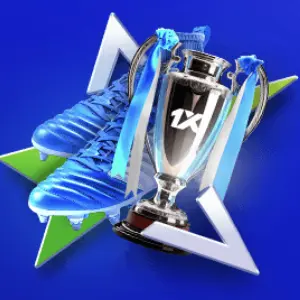 A football cup with 1xBet logo on it